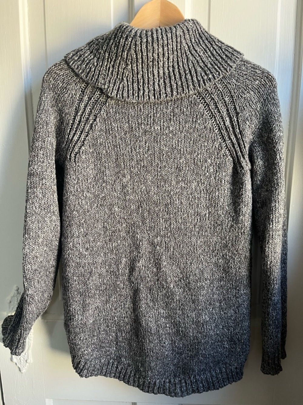 Women's Gray Ribbed Funnel Neck Sweater